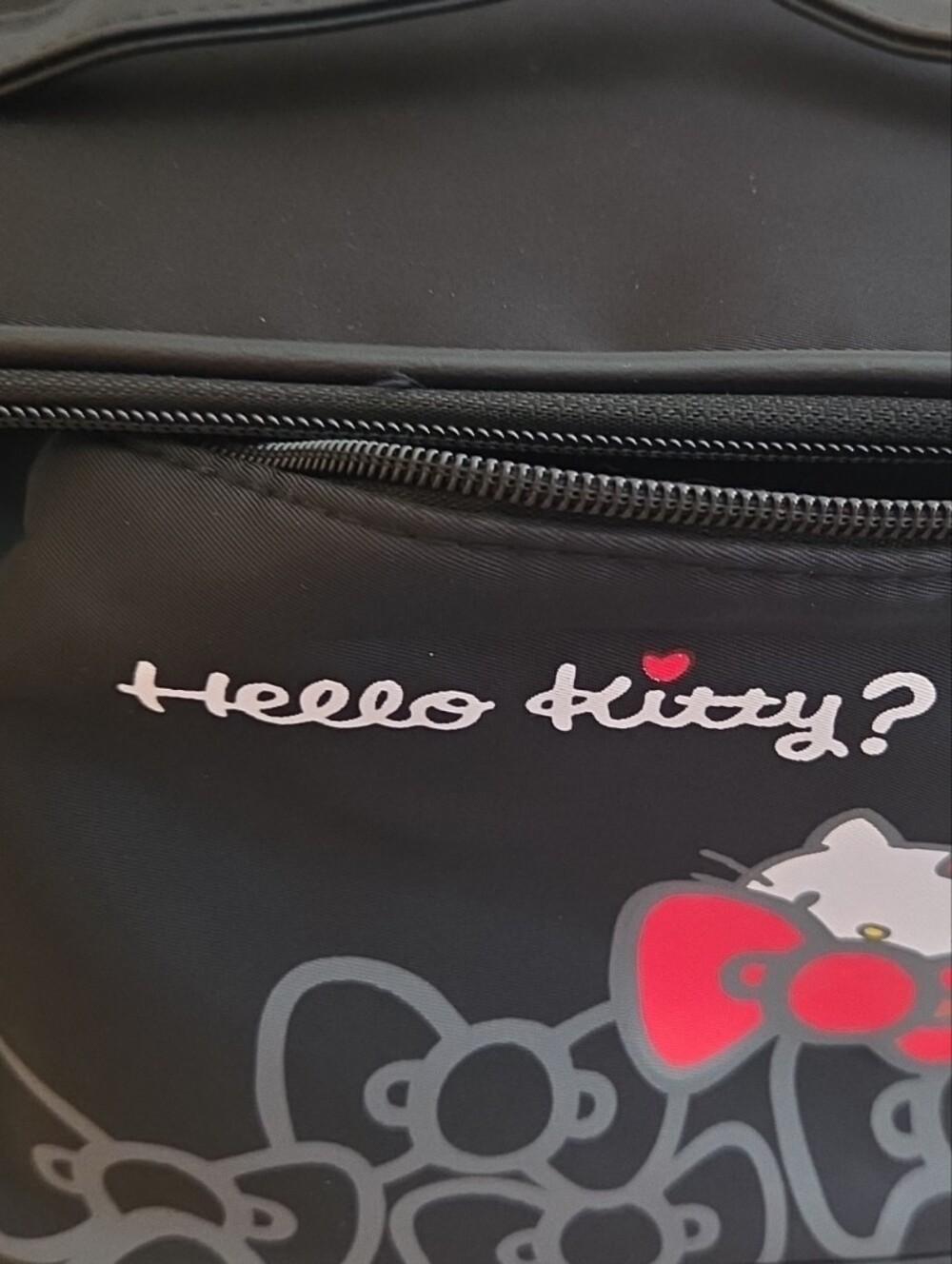 Hello Kitty 3 Piece  Black Cosmetic Bag with Red Bow